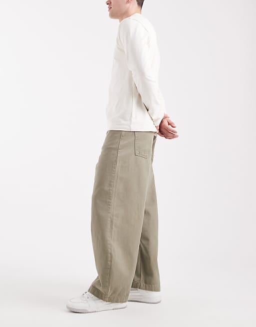 DESIGN Barrel Trousers In Khaki