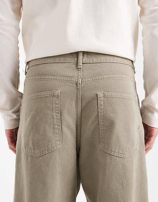 DESIGN Barrel Trousers In Khaki