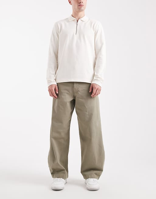 DESIGN Barrel Trousers In Khaki