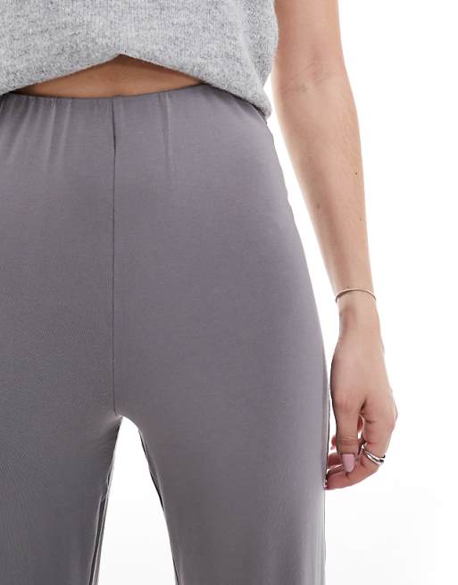 DESIGN Basic Wide Leg Jersey Trouser In Grey