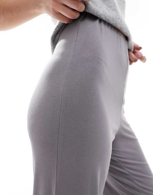 DESIGN Basic Wide Leg Jersey Trouser In Grey
