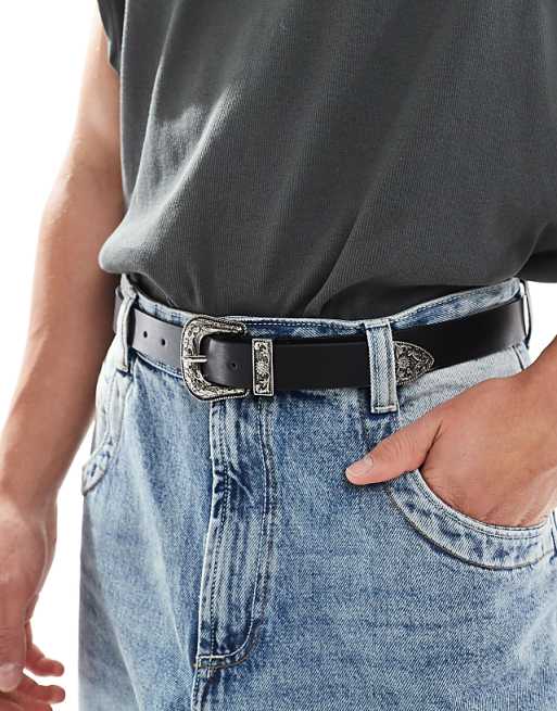 DESIGN belt in black faux leather