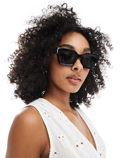 DESIGN Bevel Square Sunglasses In Black
