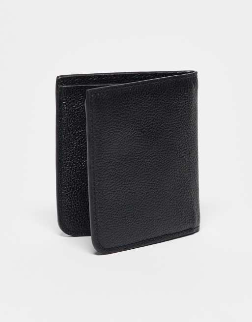 DESIGN Bifold Real Leather Wallet In Black