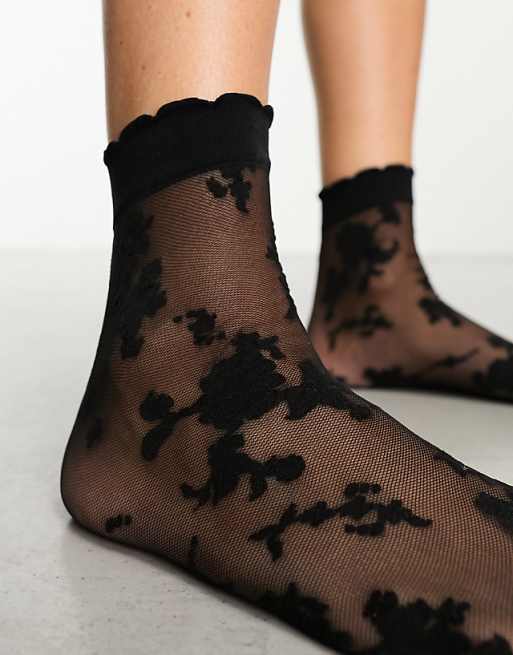 DESIGN Black Lace Sock