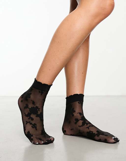 DESIGN Black Lace Sock