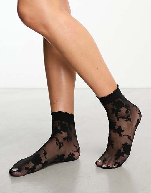 DESIGN Black Lace Sock