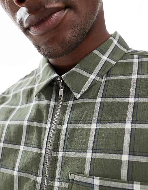 DESIGN Boxy Check Shirt In Green