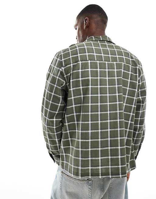 DESIGN Boxy Check Shirt In Green