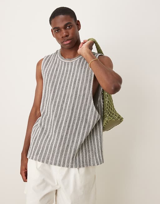 DESIGN Boxy Fit Tank In Loopback Stripe
