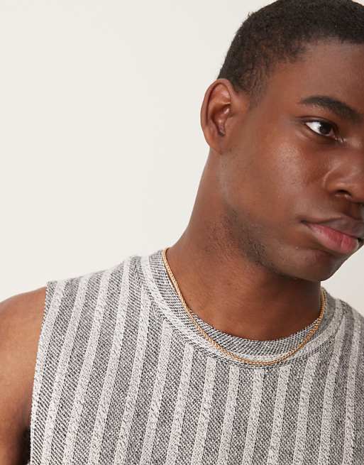 DESIGN Boxy Fit Tank In Loopback Stripe