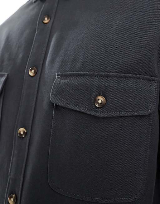DESIGN Boxy Overshirt In Dark Grey