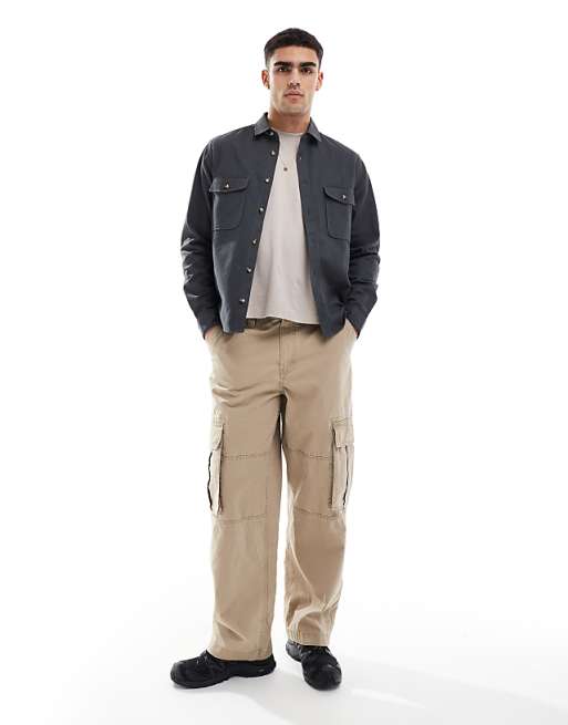 DESIGN Boxy Overshirt In Dark Grey