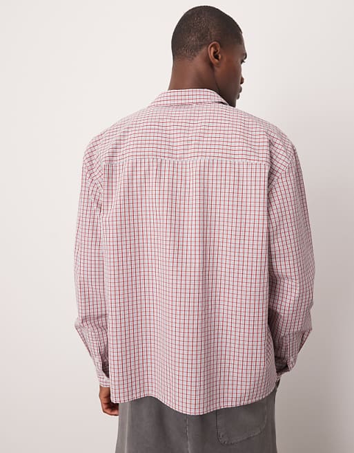 DESIGN Boxy Oversized Check Shirt In Red