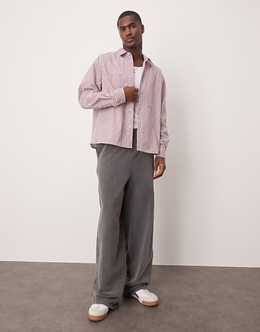 DESIGN Boxy Oversized Check Shirt In Red