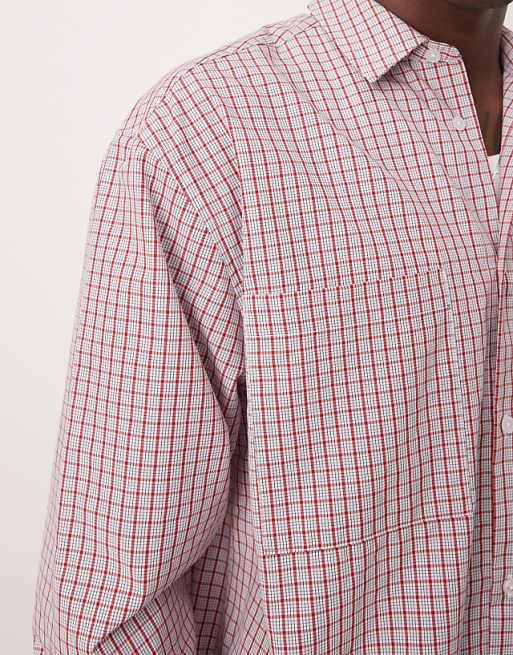 DESIGN Boxy Oversized Check Shirt In Red