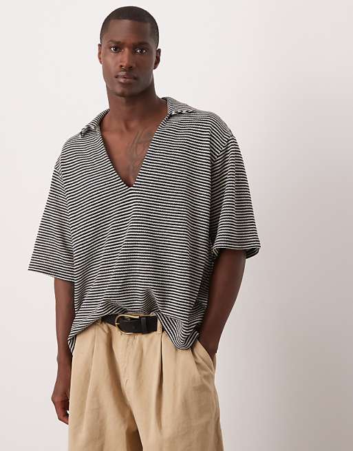 DESIGN boxy oversized crochet shirt in blue