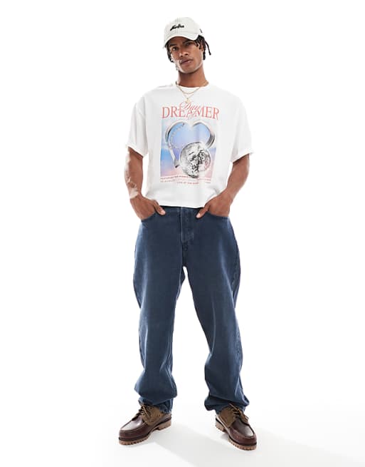 DESIGN Boxy Oversized Graphic T-shirt In White