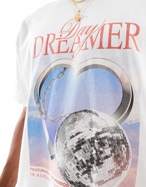 DESIGN Boxy Oversized Graphic T-shirt In White