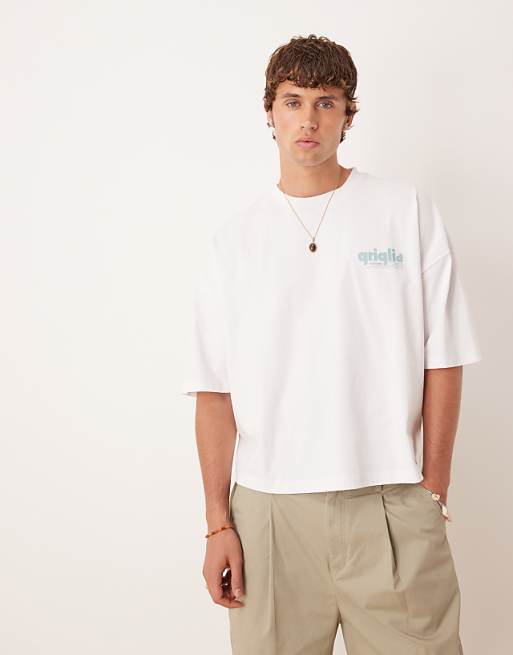 DESIGN Boxy Oversized Heavyweight T-shirt With Print In White