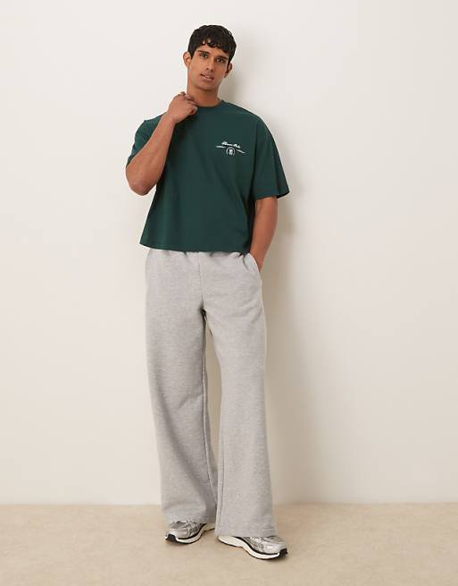 DESIGN Boxy Oversized Heavyweight T-shirt With Leaf Print In Green