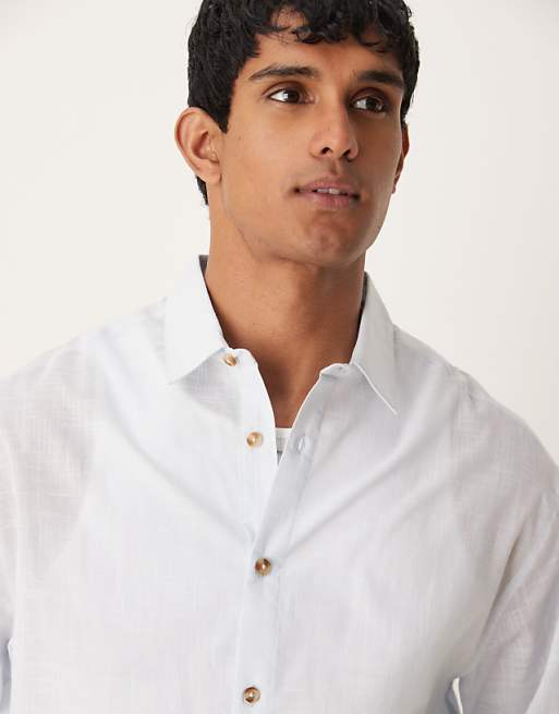 DESIGN Boxy Oversized Linen Look Shirt In Light Blue
