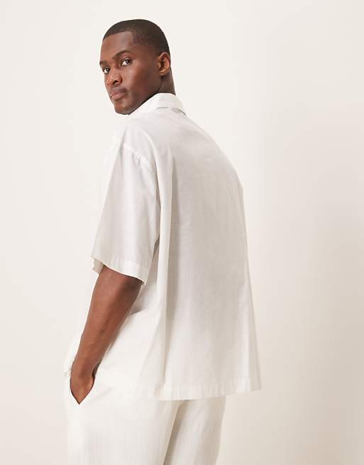 DESIGN Boxy Oversized Linen Look Shirt In White