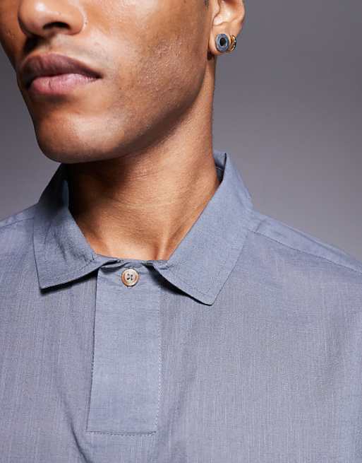 DESIGN Boxy Oversized Overhead Linen Look Shirt In Grey