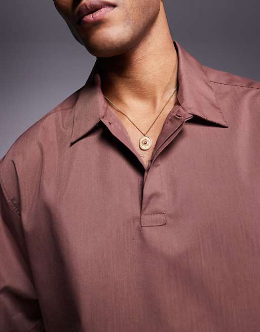 DESIGN Boxy Oversized Overhead Shirt In Brown
