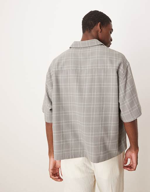 DESIGN Boxy Oversized Overhead Shirt In Grey Check