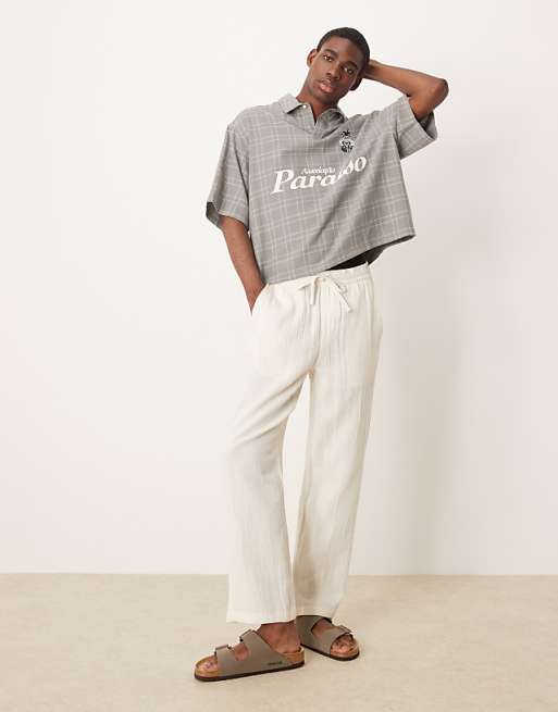 DESIGN Boxy Oversized Overhead Shirt In Grey Check