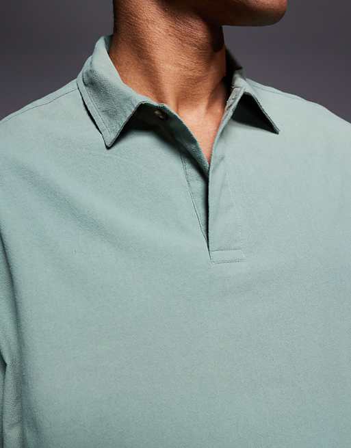 DESIGN Boxy Oversized Overhead Textured Shirt In Sage Green