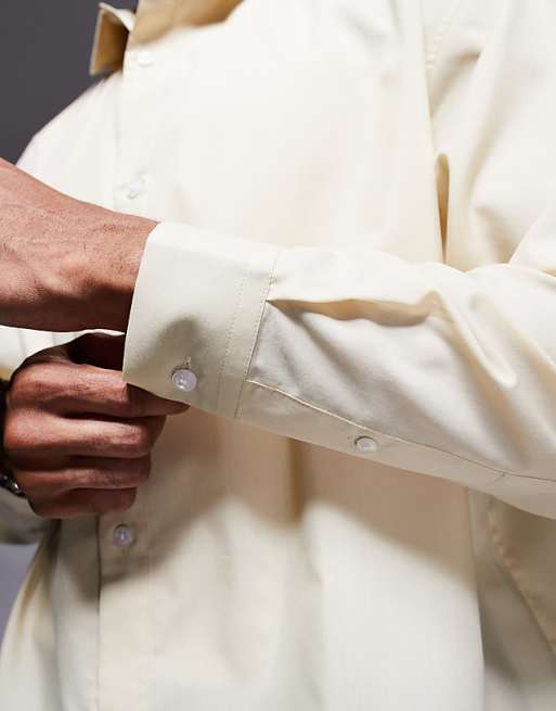 DESIGN Boxy Oversized Poplin Shirt In Beige