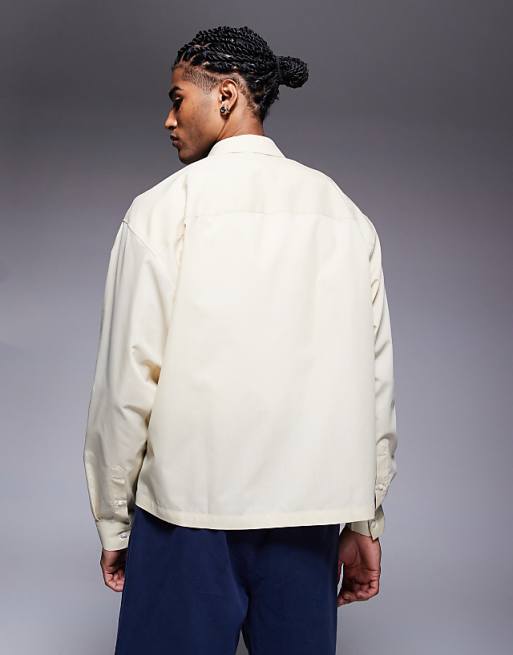 DESIGN Boxy Oversized Poplin Shirt In Beige