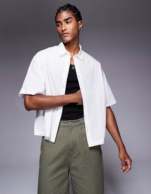 DESIGN boxy oversized poplin shirt in white
