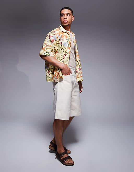 DESIGN Boxy Oversized Printed Shirt In Neutral