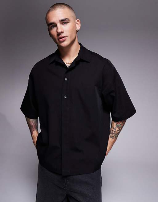 DESIGN boxy oversized shirt in black