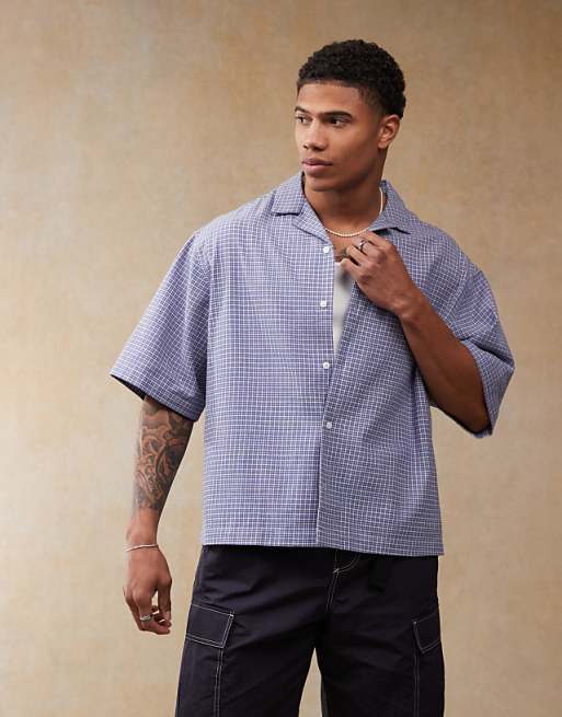 DESIGN Boxy Oversized Shirt In Blue Check