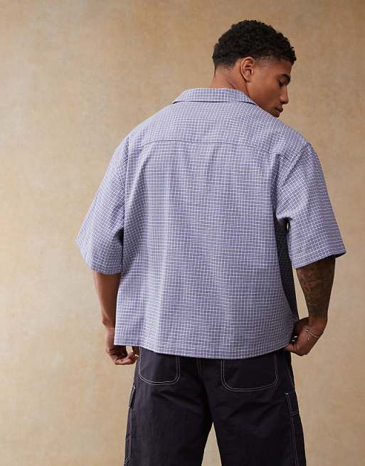 DESIGN Boxy Oversized Shirt In Blue Check