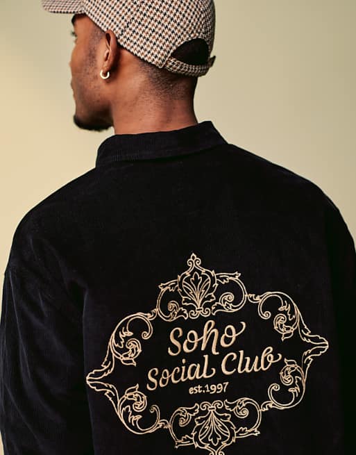 DESIGN Boxy Oversized Shirt In Cord With Back Embroidery