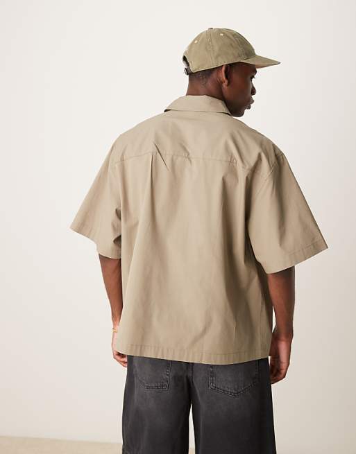 DESIGN Boxy Oversized Shirt In Khaki