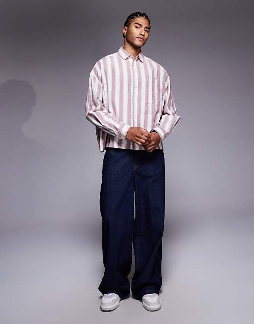 DESIGN Boxy Oversized Shirt In Red Stripe