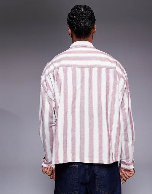 DESIGN Boxy Oversized Shirt In Red Stripe