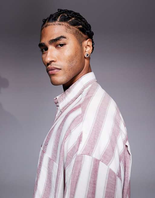 DESIGN Boxy Oversized Shirt In Red Stripe