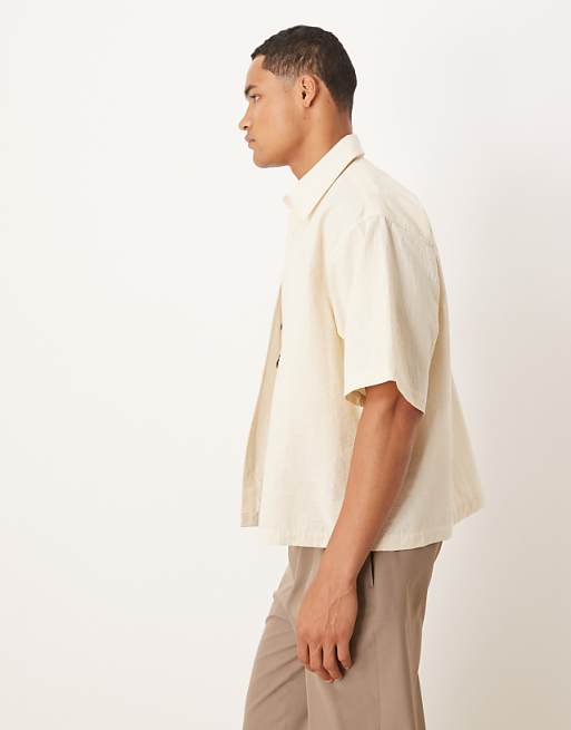 DESIGN Boxy Oversized Shirt With Flower Print In Beige