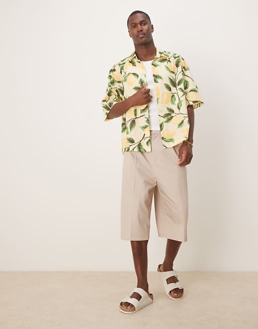 DESIGN Boxy Oversized Shirt With Lemon Print In Yellow