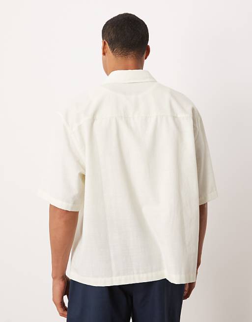 DESIGN Boxy Oversized Shirt With Placement Print In Beige
