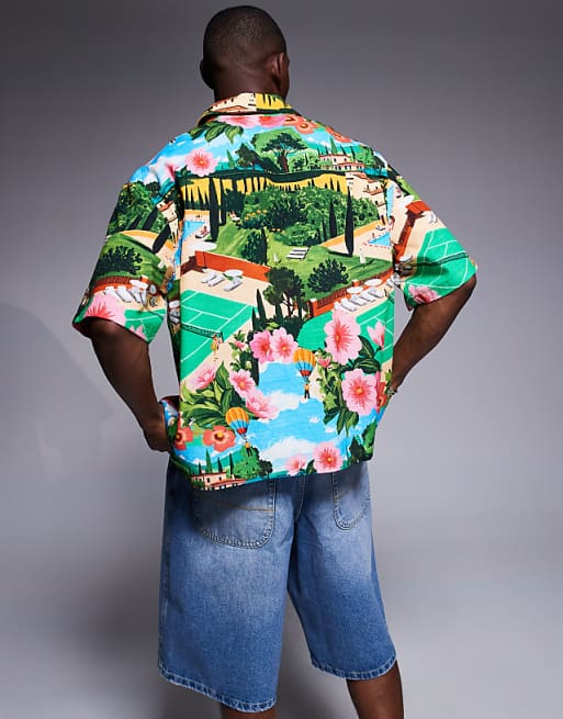 DESIGN Boxy Oversized Shirt With Scenic Print