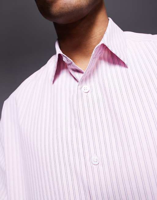 DESIGN Boxy Oversized Stripe Poplin Shirt In Pink