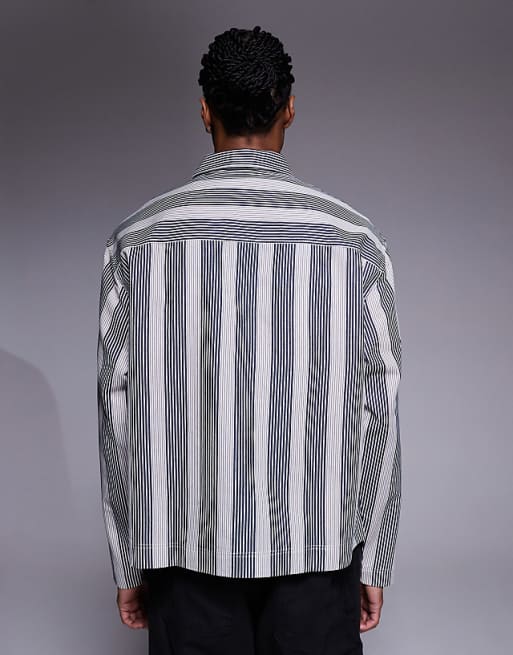 DESIGN Boxy Oversized Stripe Shirt In Black And White